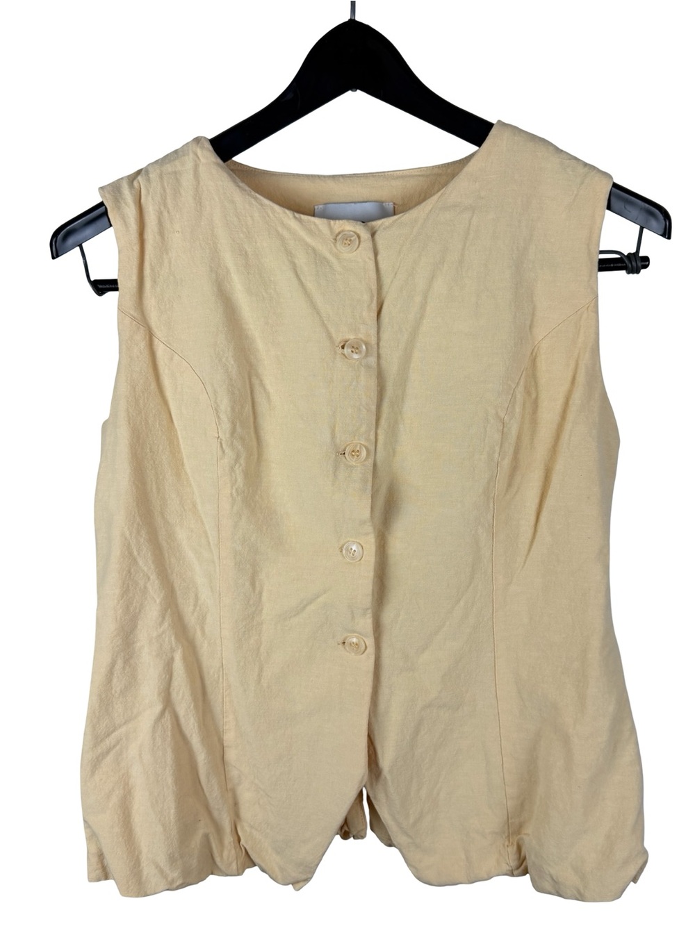 Women’s Paper Heart Linen Cute Lightweight Yellow Summer Top Size L